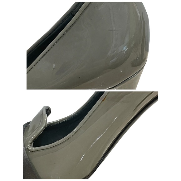 GUCCI Olive Green Gray Patent Leather Buckle Pumps US 9 - Picture 9 of 14